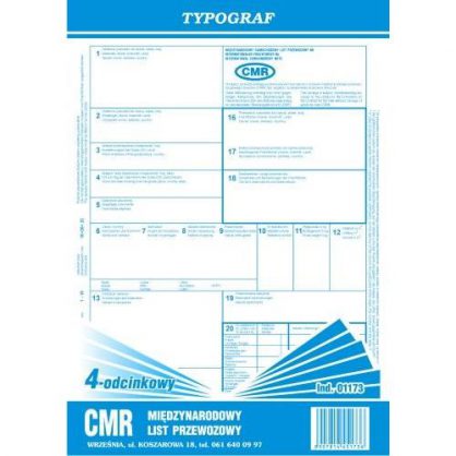 Druk CMR 4-odcinkowy (bloczek) A4 Typograf 01173